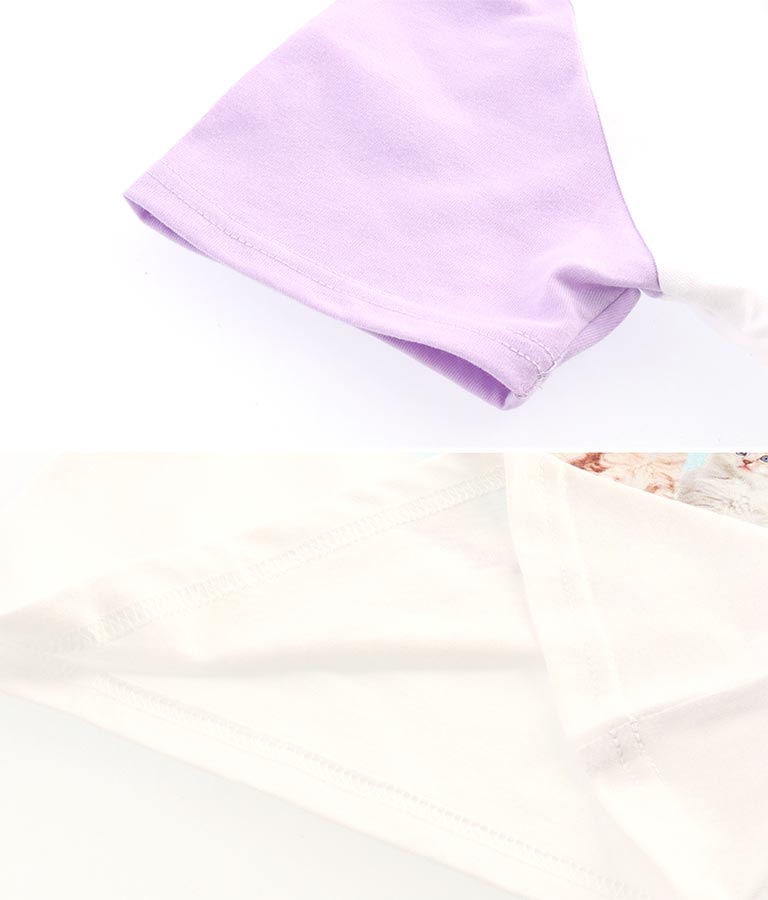 ねこ フォト プリント ラグラン Tシャツ