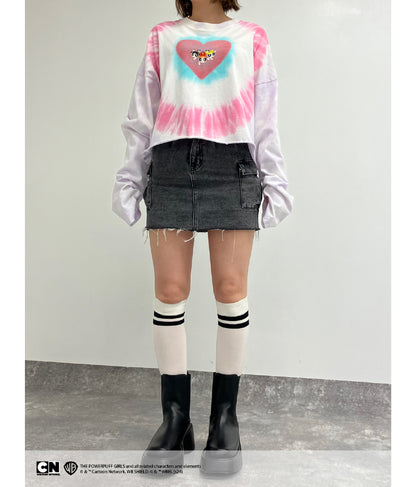 パワーパフ ガールズ ANAP コラボ タイダイ柄 トップス クロップド丈 ロングスリーブ Tシャツ ロンT 793-9151