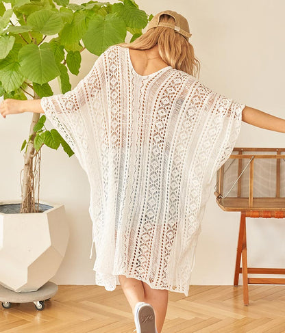 クロシェ編み Vネック ポンチョ チュニック 813-6832