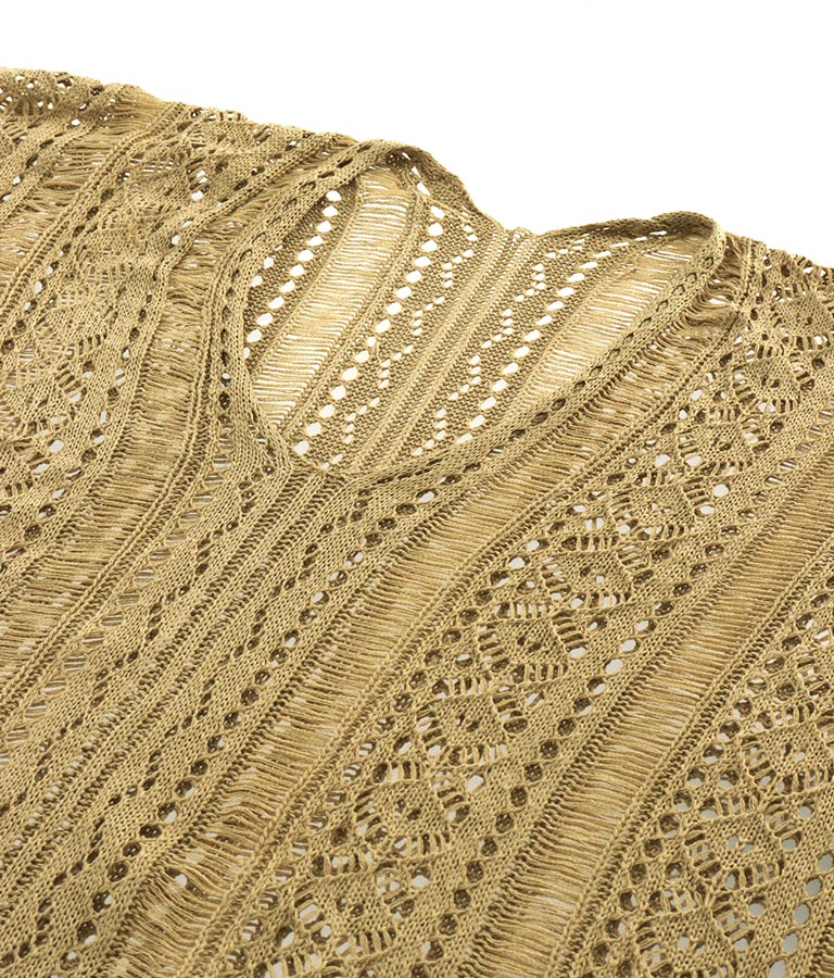 クロシェ編み Vネック ポンチョ チュニック 813-6832