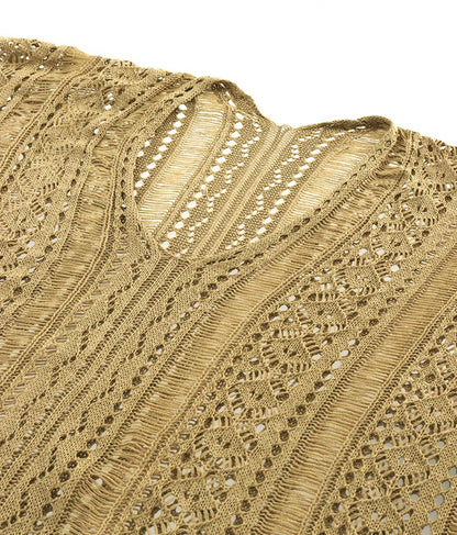 クロシェ編み Vネック ポンチョ チュニック 813-6832