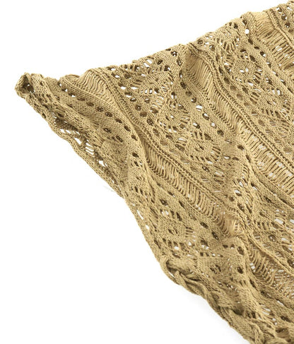 クロシェ編み Vネック ポンチョ チュニック 813-6832