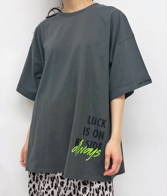 袖ロールアップ プリント ビッグ Tシャツ 【親子お揃い】 793-9123