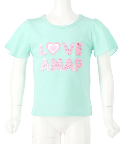 シフォン袖 スパンコール ロゴ Tシャツ 423-3257