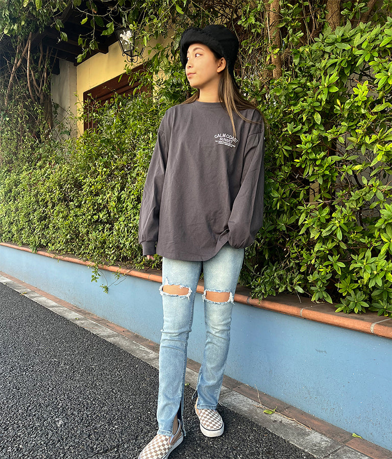 ハードクラッシュ インスリット ストレッチ デニム パンツ 812-6790