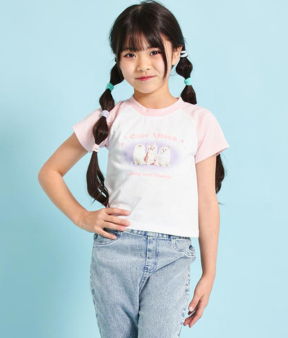 ねこ フォト プリント ラグラン Tシャツ 423-3252