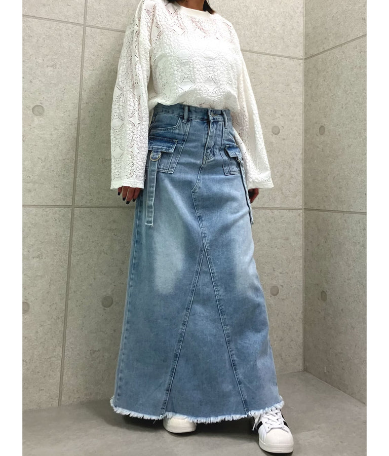 両サイド スリット レース ロンT  793-9073