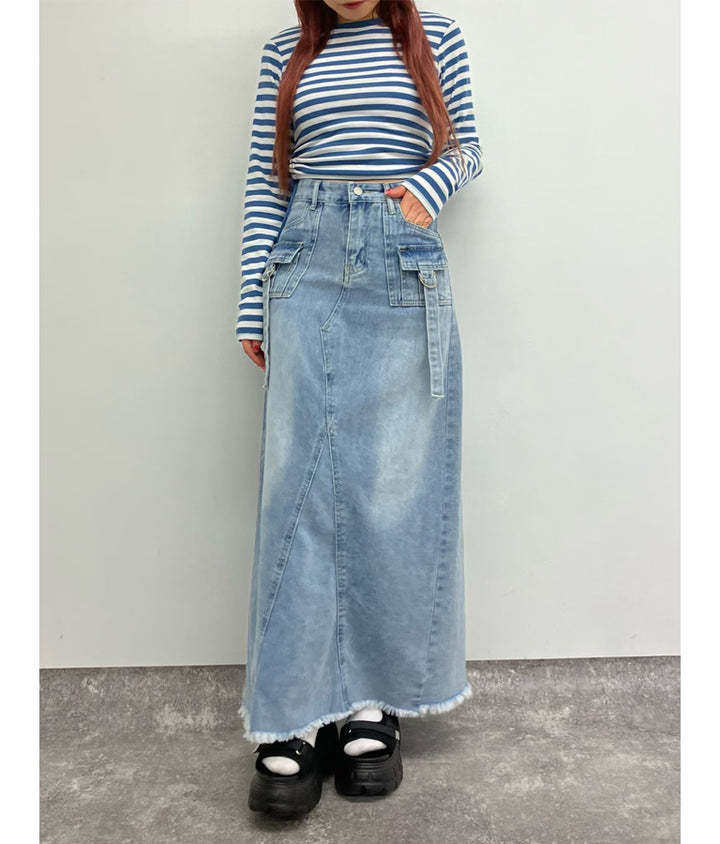 サイドスリットシャーリングデザインロングTシャツ 793-8988