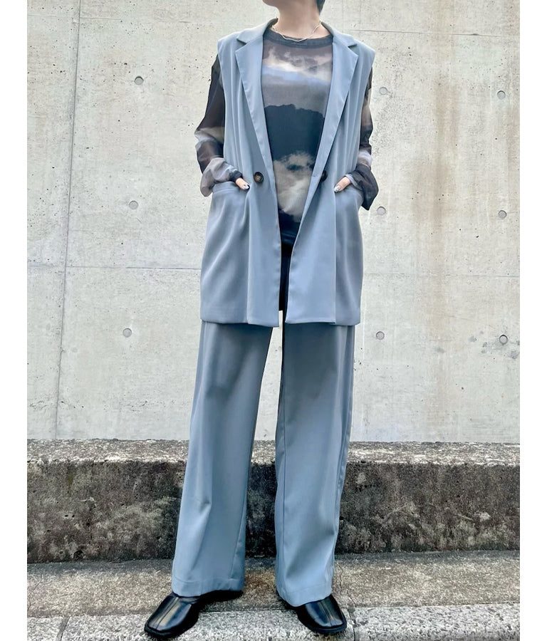 ニュアンス柄サイドシャーリングシアートップス 153-5494