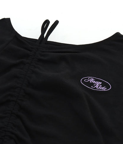 アシンメトリー オフショルダー シャーリング Tシャツ 423-3254
