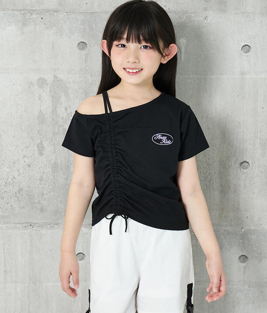 アシンメトリー オフショルダー シャーリング Tシャツ 423-3254