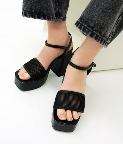 メッシュ 厚底 ストラップ サンダル 799-9106