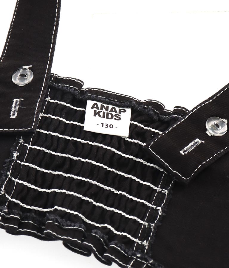 チェッカー柄 Tシャツ + デニム ビスチェ セット 428-3242