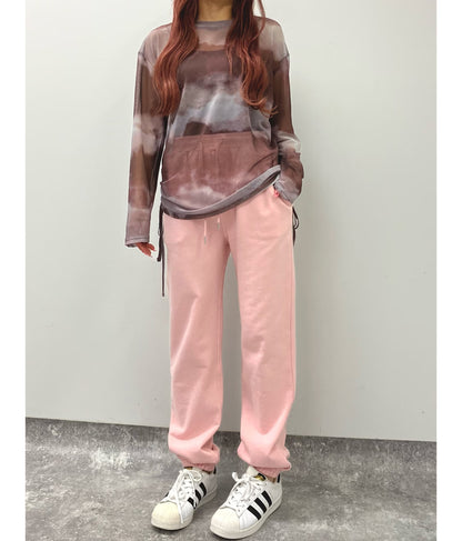 ニュアンス柄サイドシャーリングシアートップス 153-5494