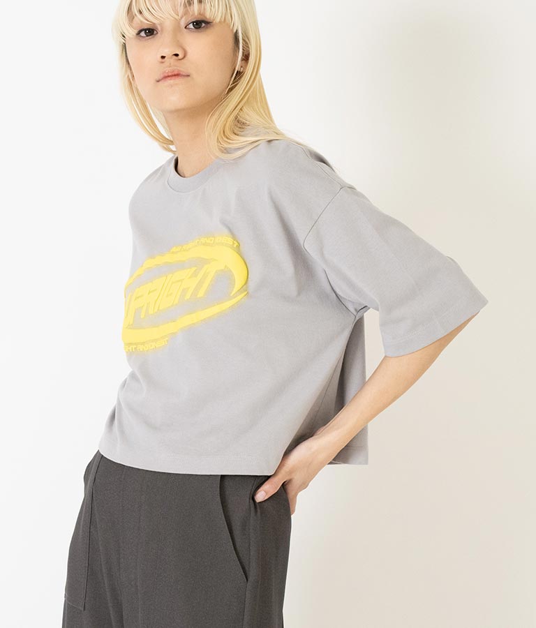 スプレー プリント クロップド Tシャツ