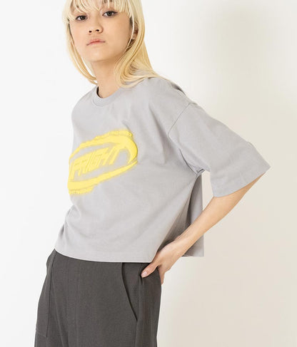 スプレー プリント クロップド Tシャツ