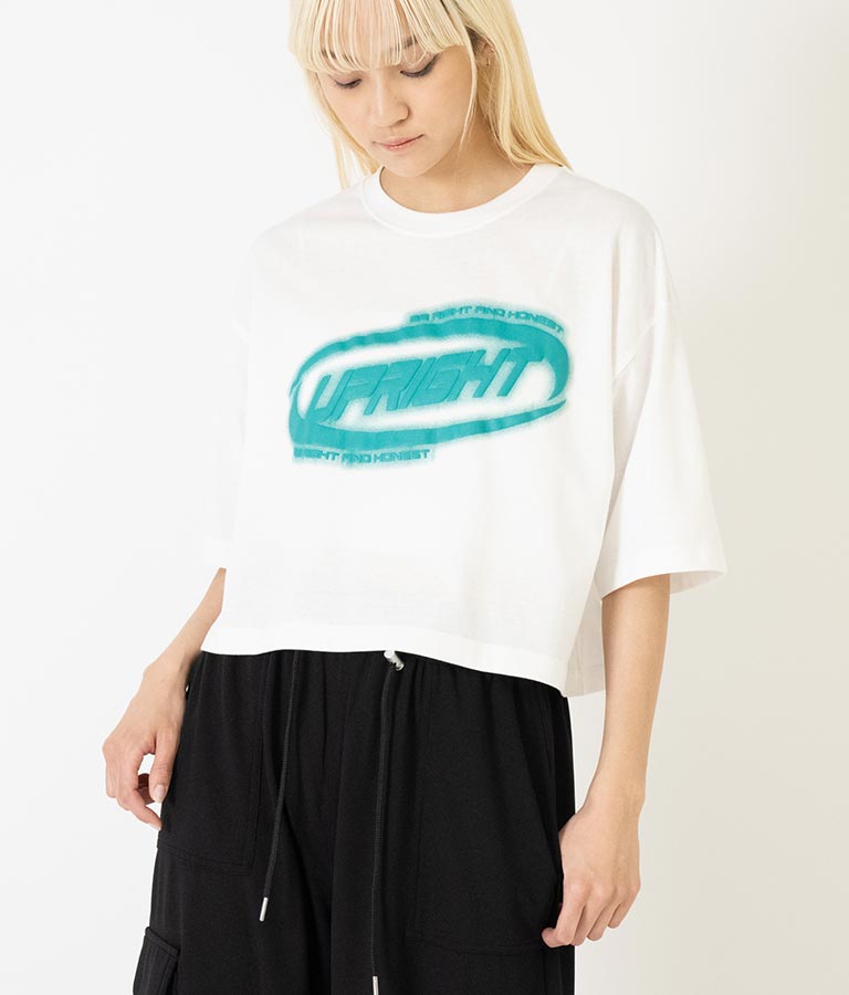 スプレー プリント クロップド Tシャツ 793-9172