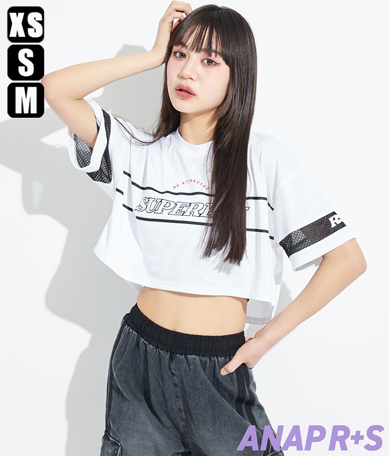 ANAPR+S【リラスポ】ショート丈 袖メッシュ Tシャツ(吸水速乾加工) 913-7441