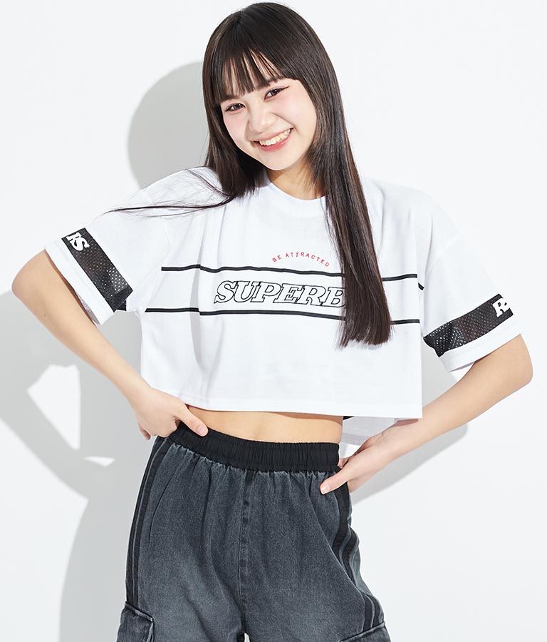 ANAPR+S【リラスポ】ショート丈 袖メッシュ Tシャツ(吸水速乾加工) 913-7441