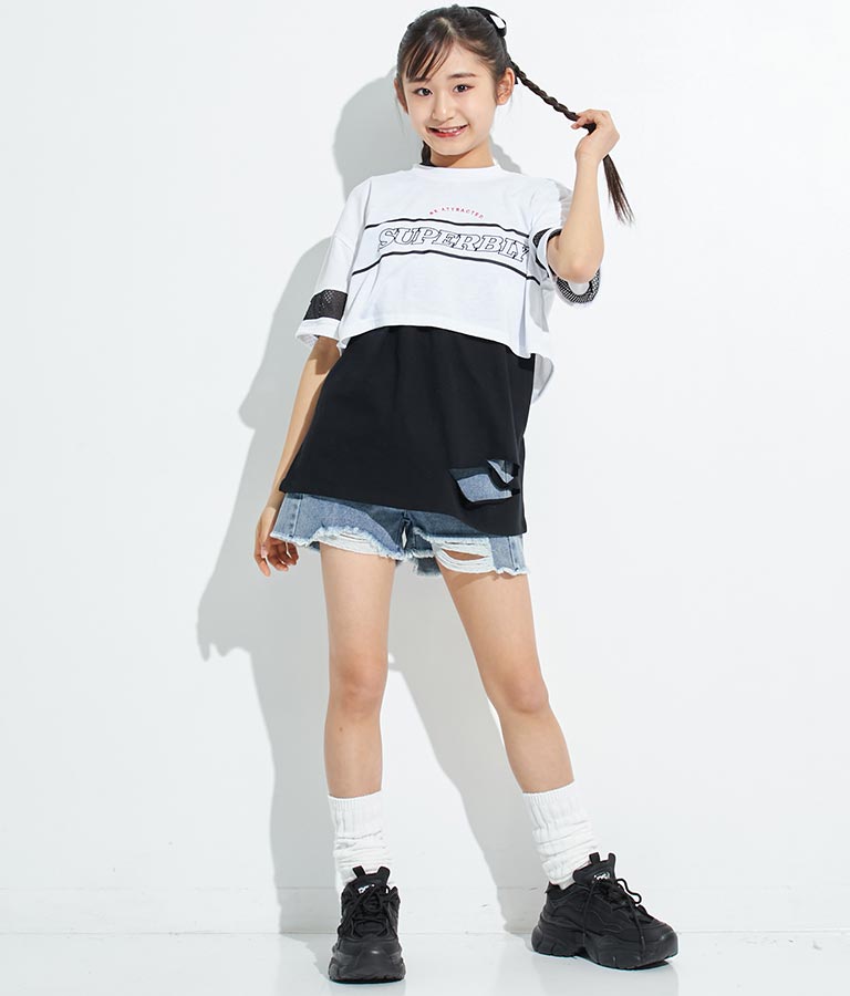 ANAPR+S【リラスポ】ショート丈 袖メッシュ Tシャツ(吸水速乾加工) 913-7441