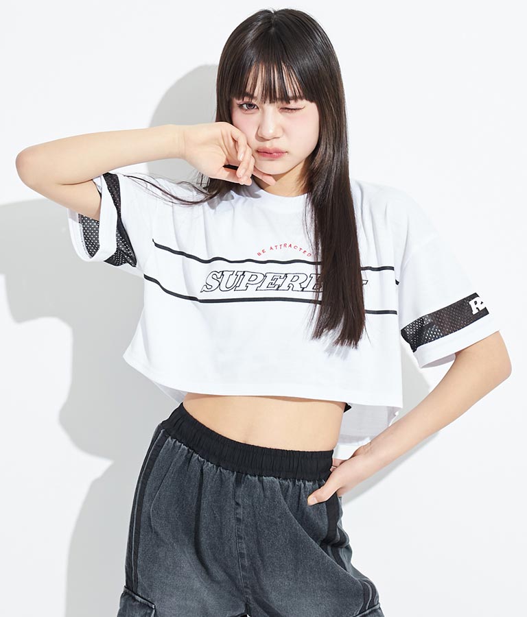 ANAPR+S【リラスポ】ショート丈 袖メッシュ Tシャツ(吸水速乾加工) 913-7441