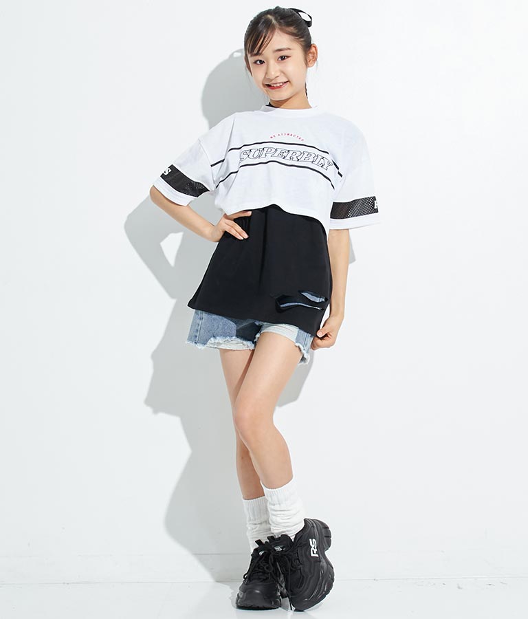 ANAPR+S【リラスポ】ショート丈 袖メッシュ Tシャツ(吸水速乾加工) 913-7441