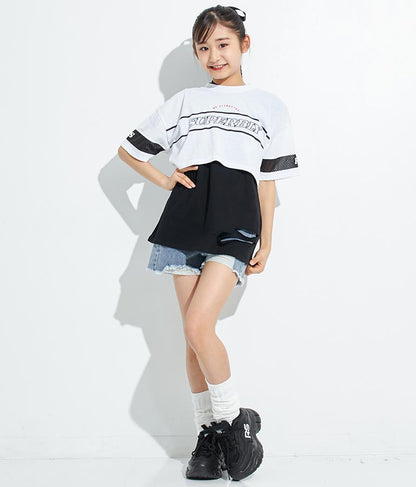 ANAPR+S【リラスポ】ショート丈 袖メッシュ Tシャツ(吸水速乾加工) 913-7441