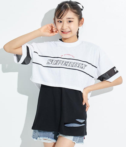 ANAPR+S【リラスポ】ショート丈 袖メッシュ Tシャツ(吸水速乾加工) 913-7441