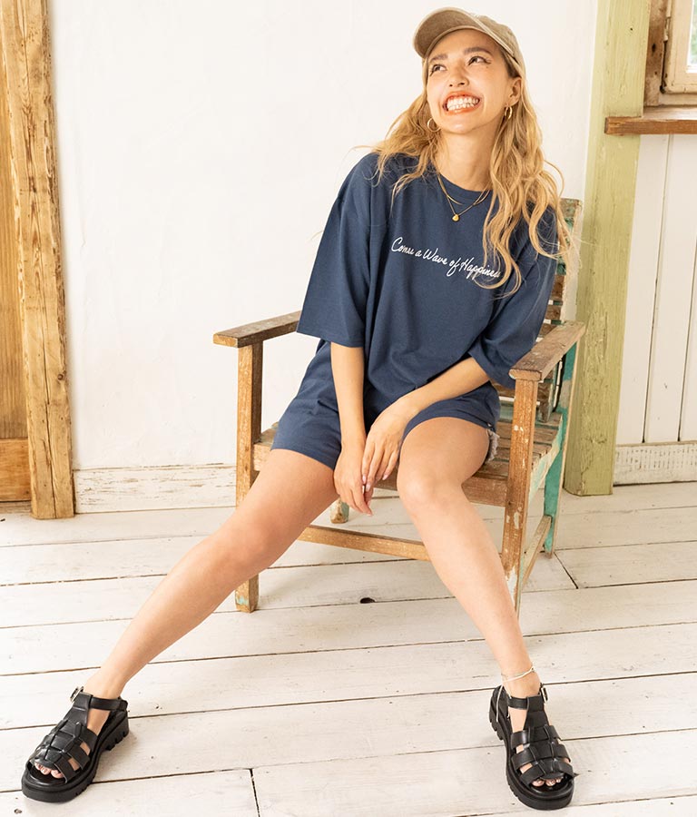 メッセージ プリント ビッグ Tシャツ 853-5854