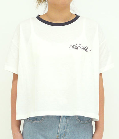 国旗 プリント コットン リンガー Tシャツ 853-5858