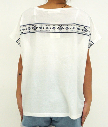 バック オルテガ メッセージ プリント ドルマン Tシャツ 853-5865