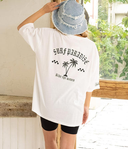 パームツリー チェッカーデザイン ビッグ 半袖 Tシャツ 853-5866