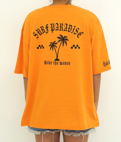 パームツリー チェッカーデザイン ビッグ 半袖 Tシャツ 853-5866