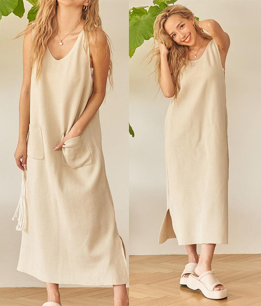 2WAY サイド スリット ロング ニット ワンピース 857-5802