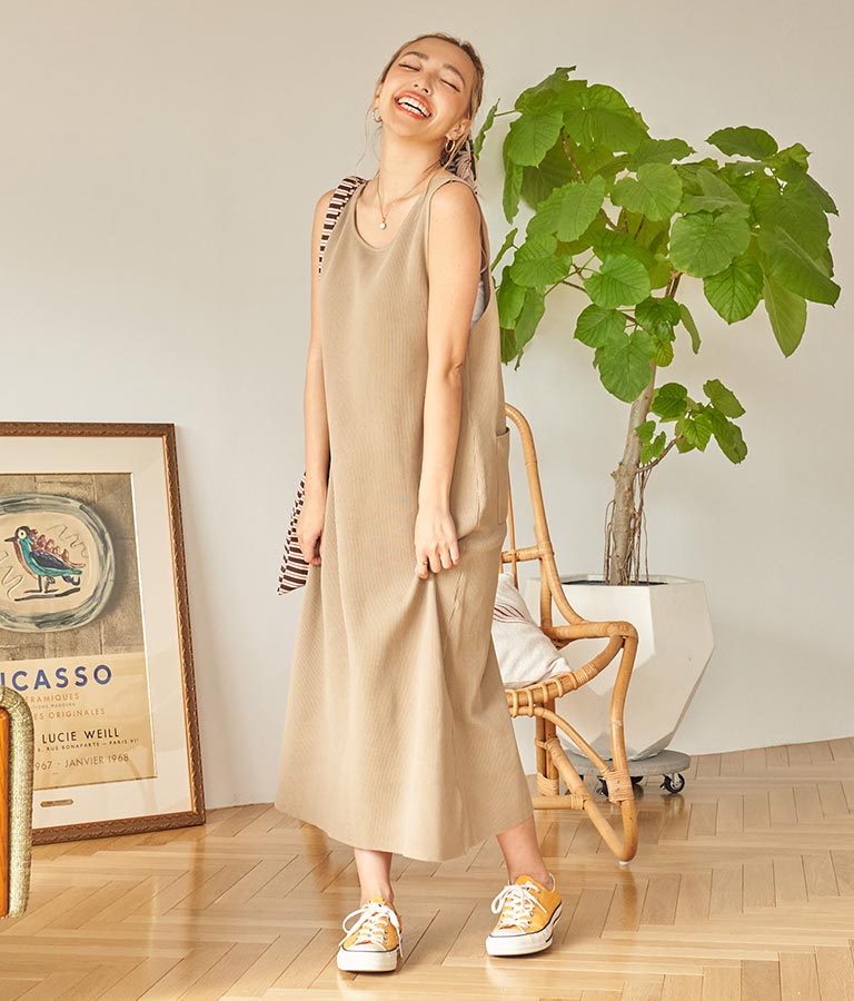 2WAY サイド スリット ロング ニット ワンピース 857-5802