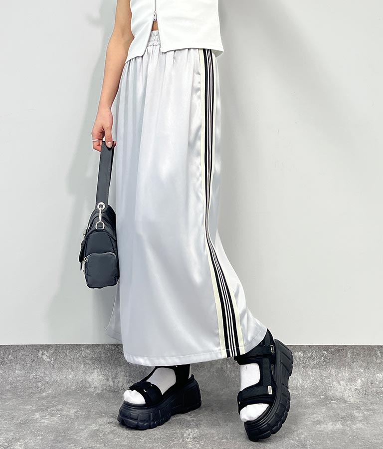 光沢 サテン ライン スカート 791-9160