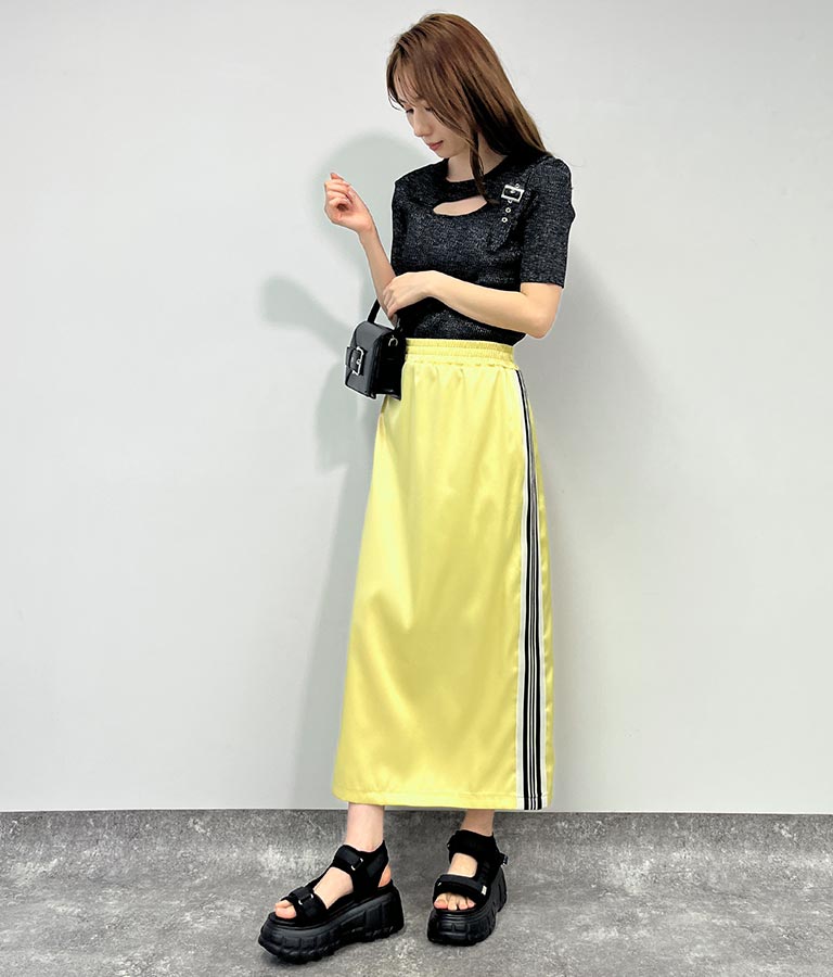 光沢 サテン ライン スカート 791-9160