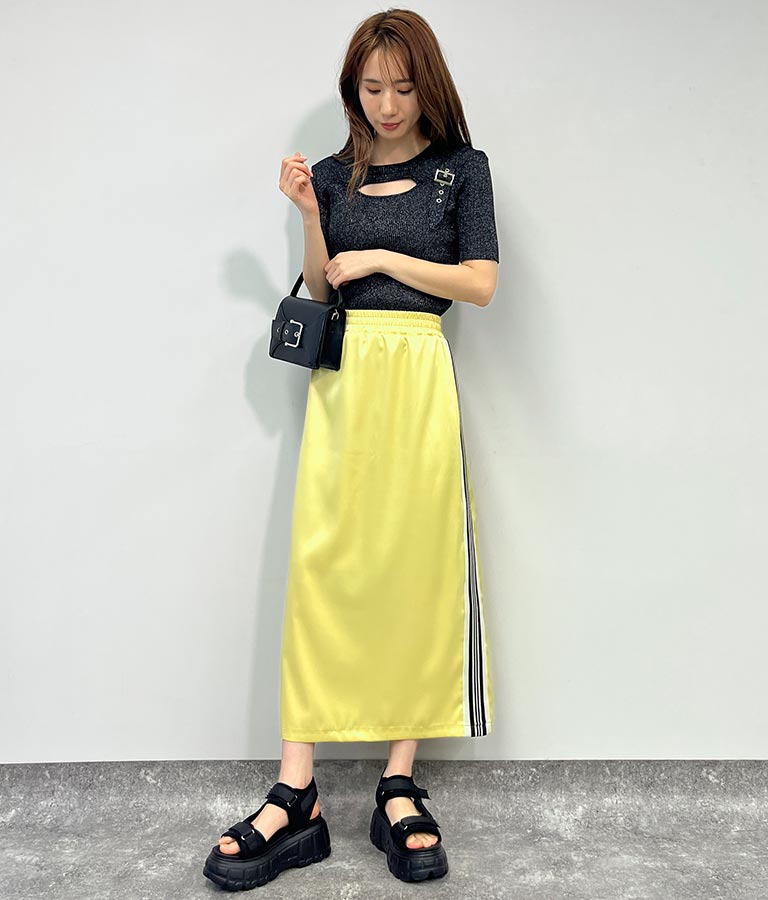 光沢 サテン ライン スカート 791-9160