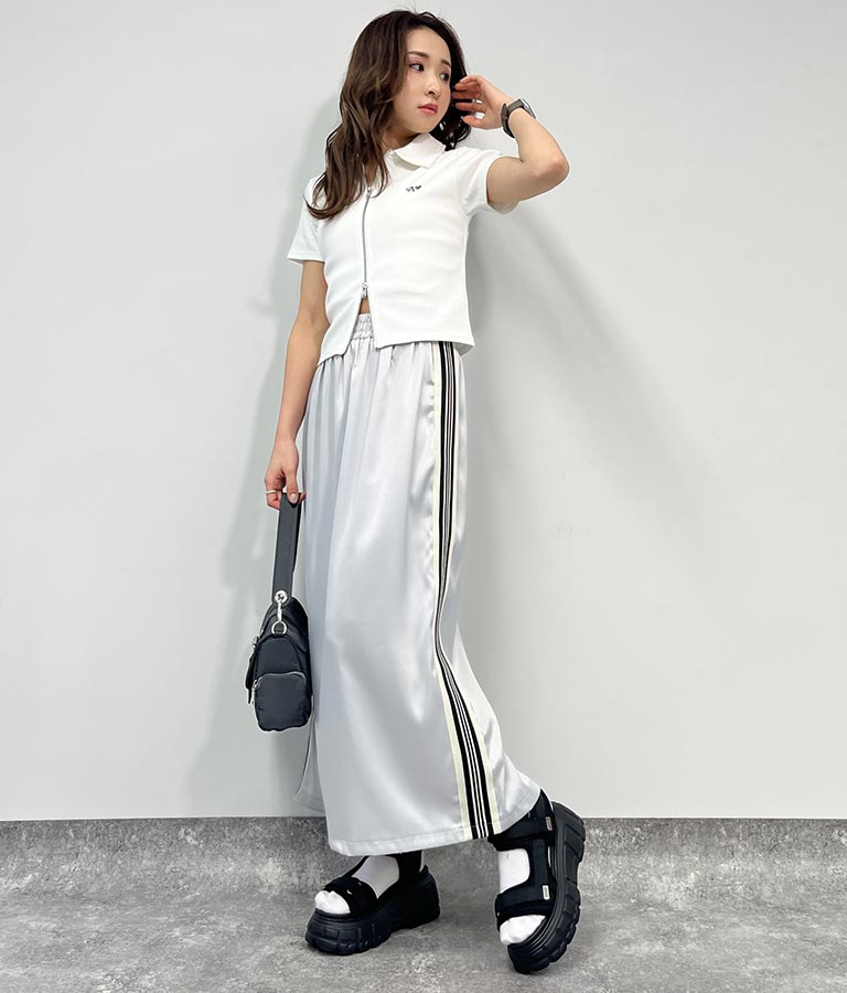 光沢 サテン ライン スカート 791-9160