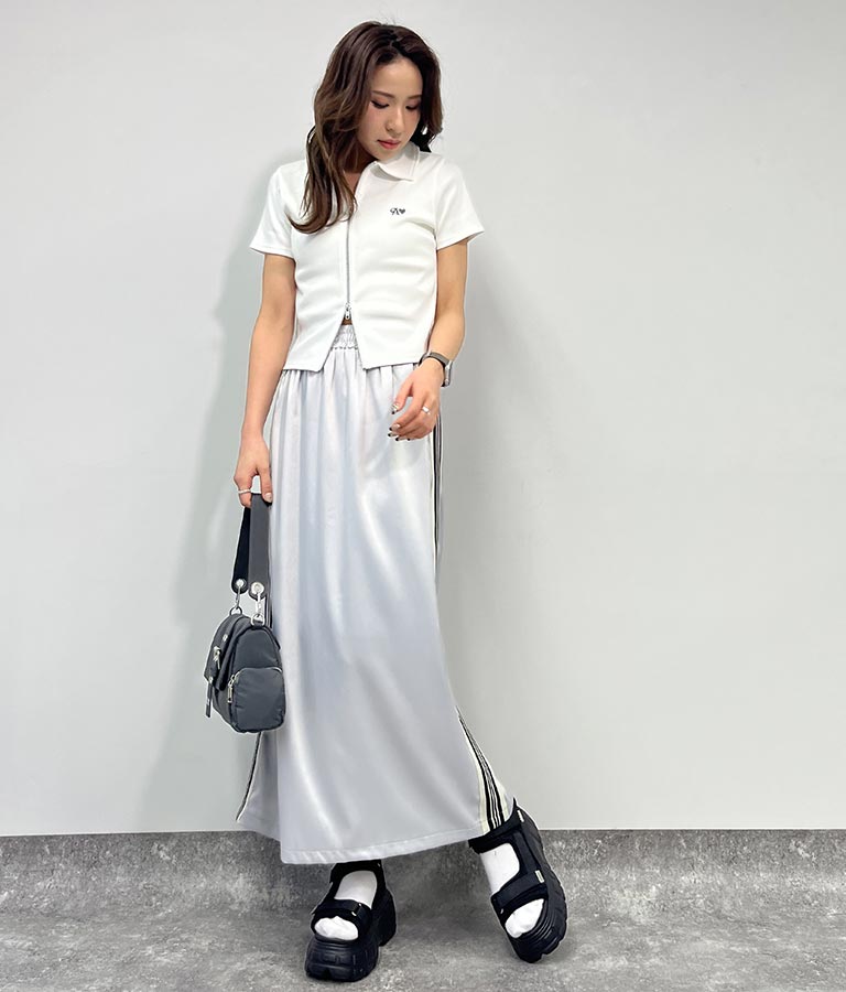 光沢 サテン ライン スカート 791-9160