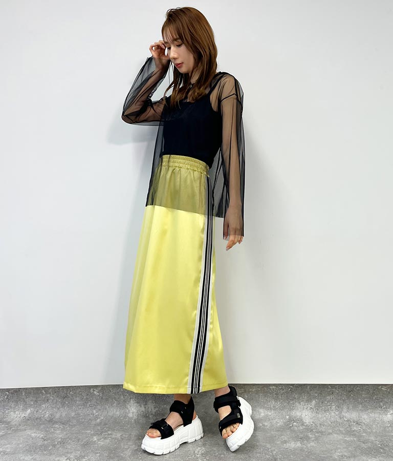 光沢 サテン ライン スカート 791-9160