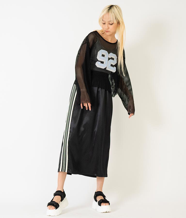 光沢 サテン ライン スカート 791-9160