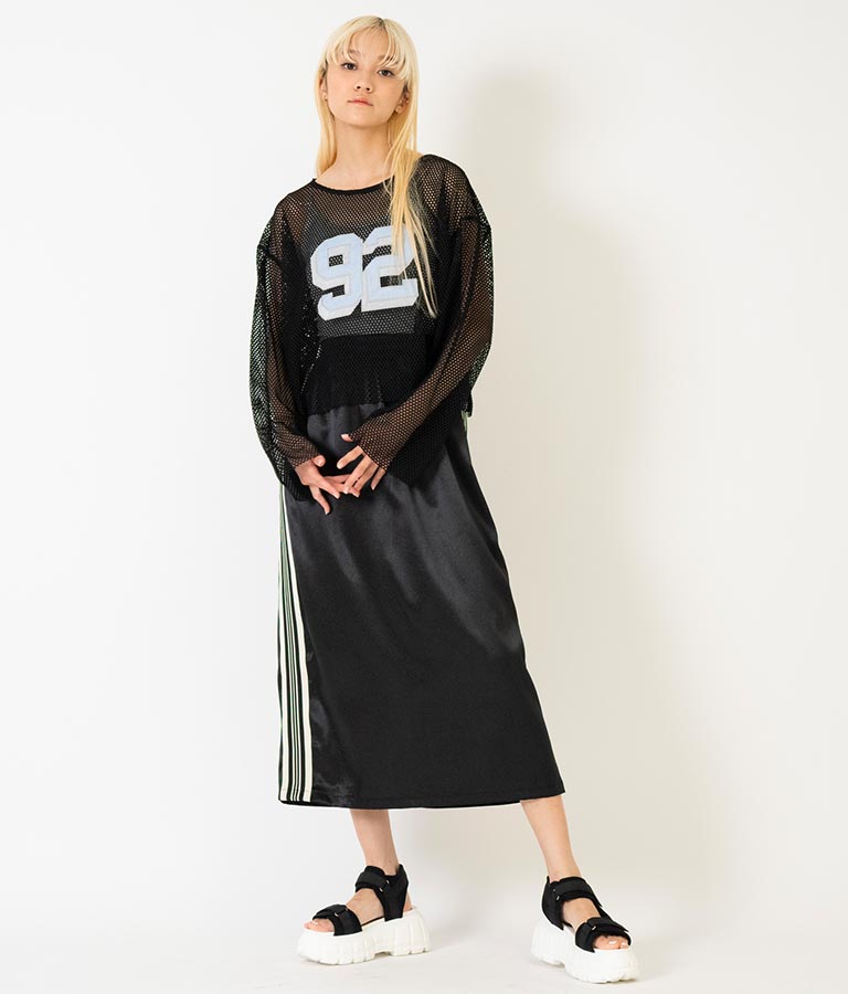 光沢 サテン ライン スカート 791-9160