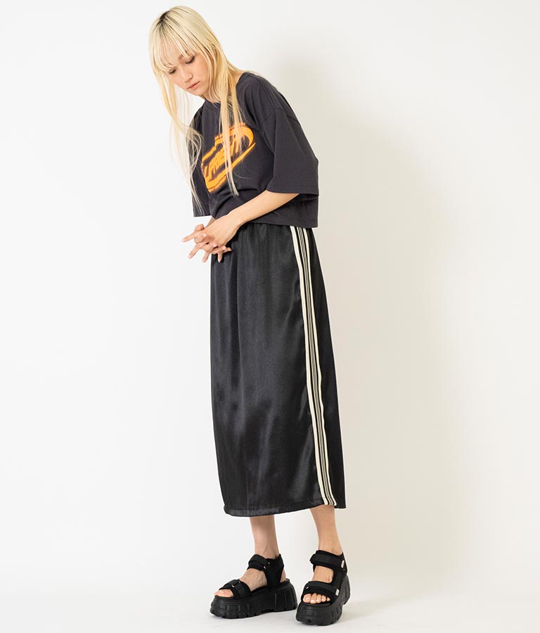 光沢 サテン ライン スカート 791-9160