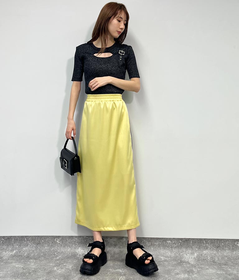 光沢 サテン ライン スカート 791-9160