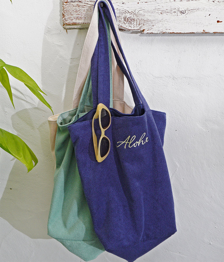 パイル ALOHA 刺繍トート バッグ