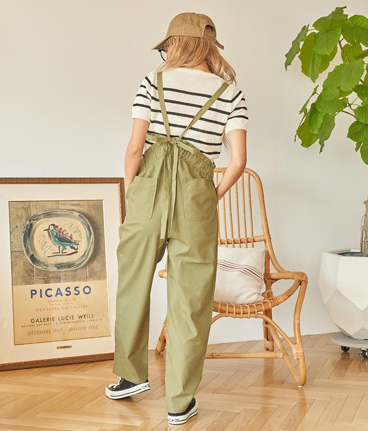 ハイウエスト サスペンダー サロペット パンツ