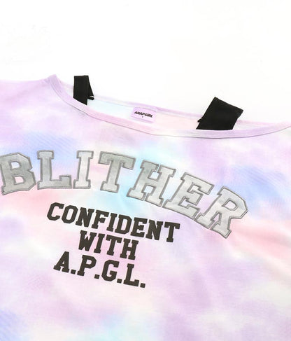 アシンメトリー 肩紐 ワッペン付 デザインTシャツ 913-7364