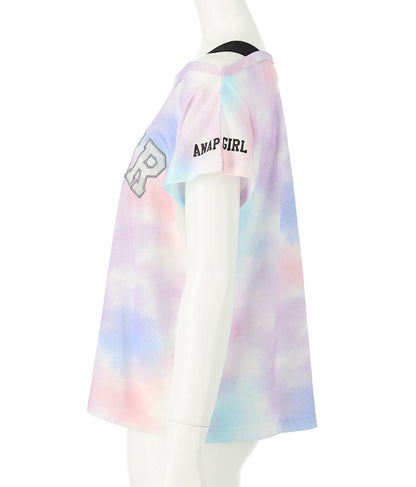 アシンメトリー 肩紐 ワッペン付 デザインTシャツ 913-7364