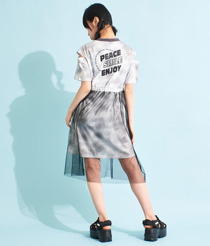 チュール 重ね タイダイ柄 ワンピース 917-7365